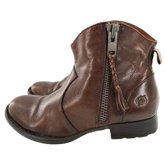 Born ankle booties size 7 38 M/W brown leather western rodeo zip down boots - Picture 5 of 14